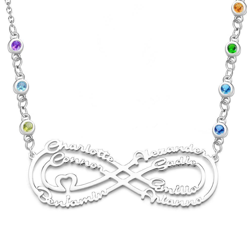 Infinity Necklace with Custom Birthstone Name Necklace  Silver Best Friends Gifts - soufeelus