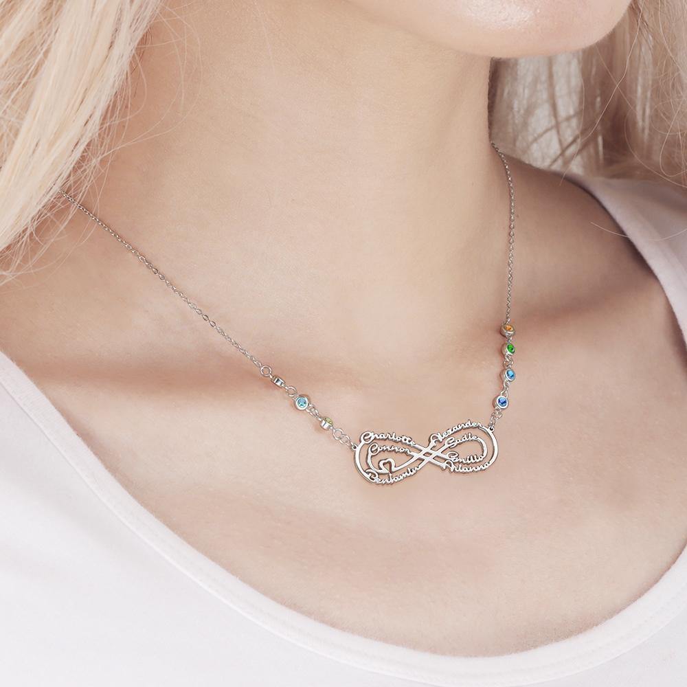 Infinity Necklace with Custom Birthstone Name Necklace Silver Best Friends Gifts - soufeelus