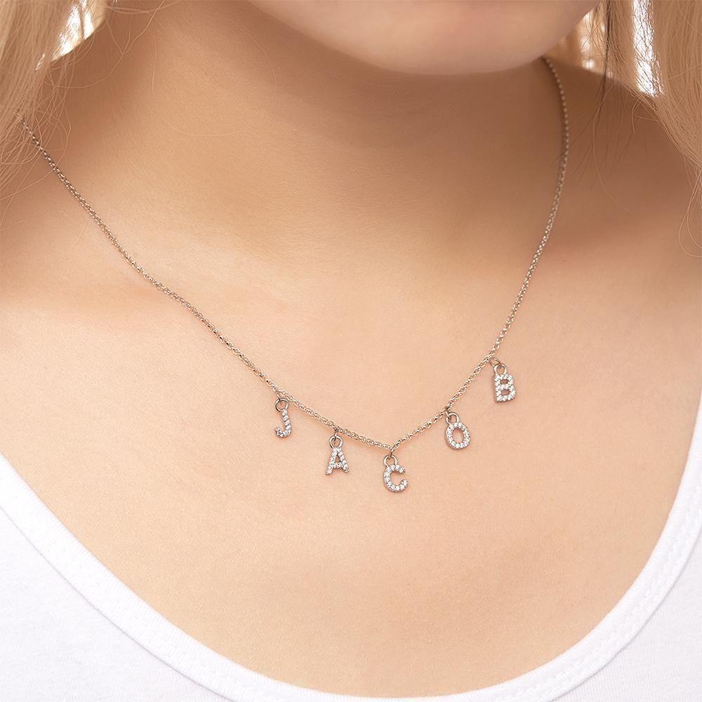 Custom Initial Necklace Name Necklace Gift Letter Necklace Mothers Gift Silver - soufeelus