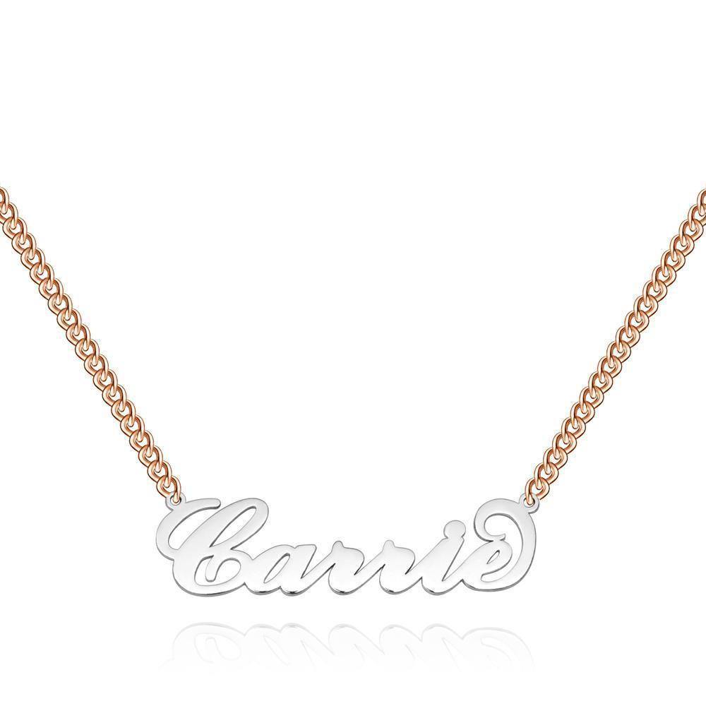 Carrie Style Name Necklace Rose Plated Gold Chain Gifts for Her - soufeelus