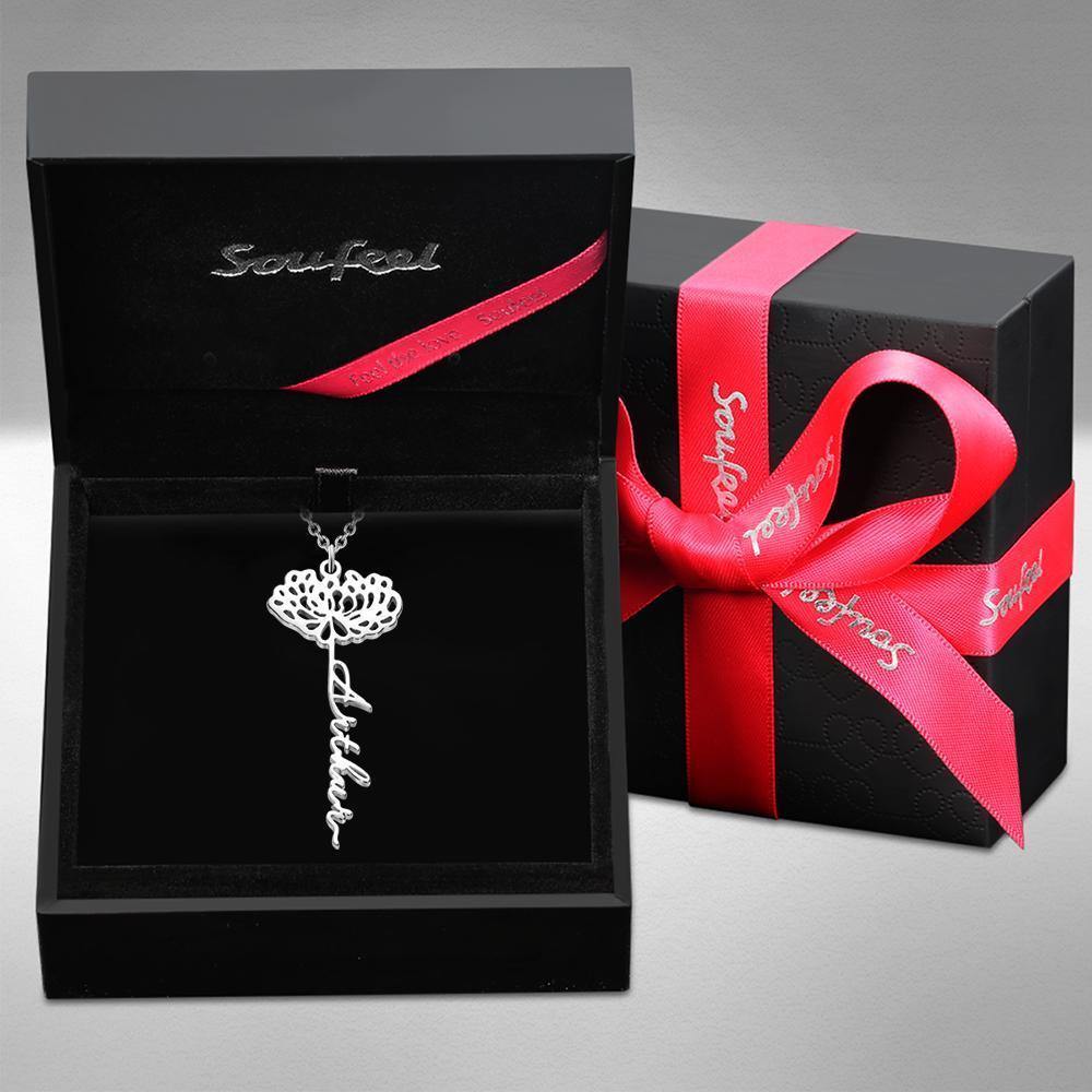 Custom Engraved Necklace Rose Shape Memorial Gift-Sliver - soufeelus