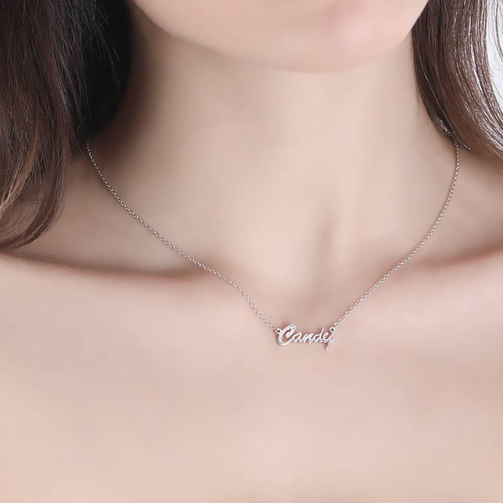 Personalized CZ Name Necklace Silver - soufeelus