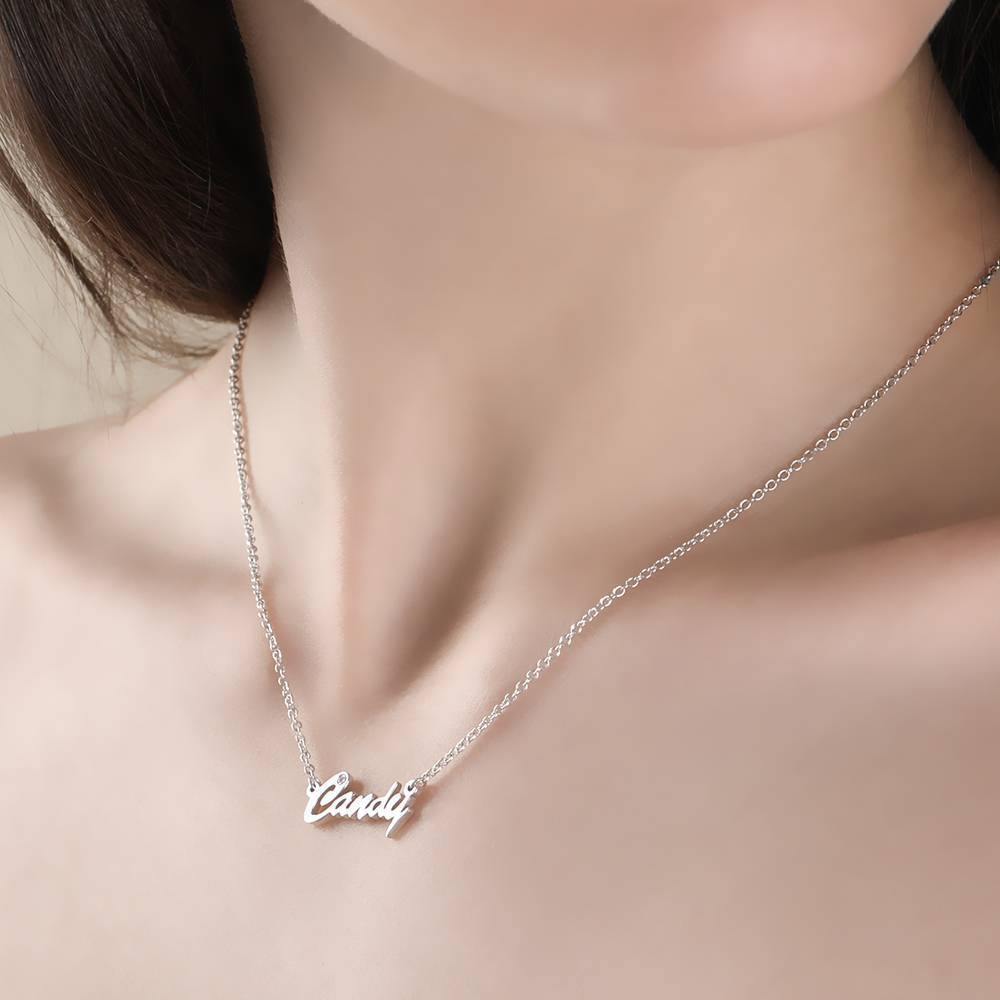 0.02ct Diamond Name Necklace Silver - soufeelus