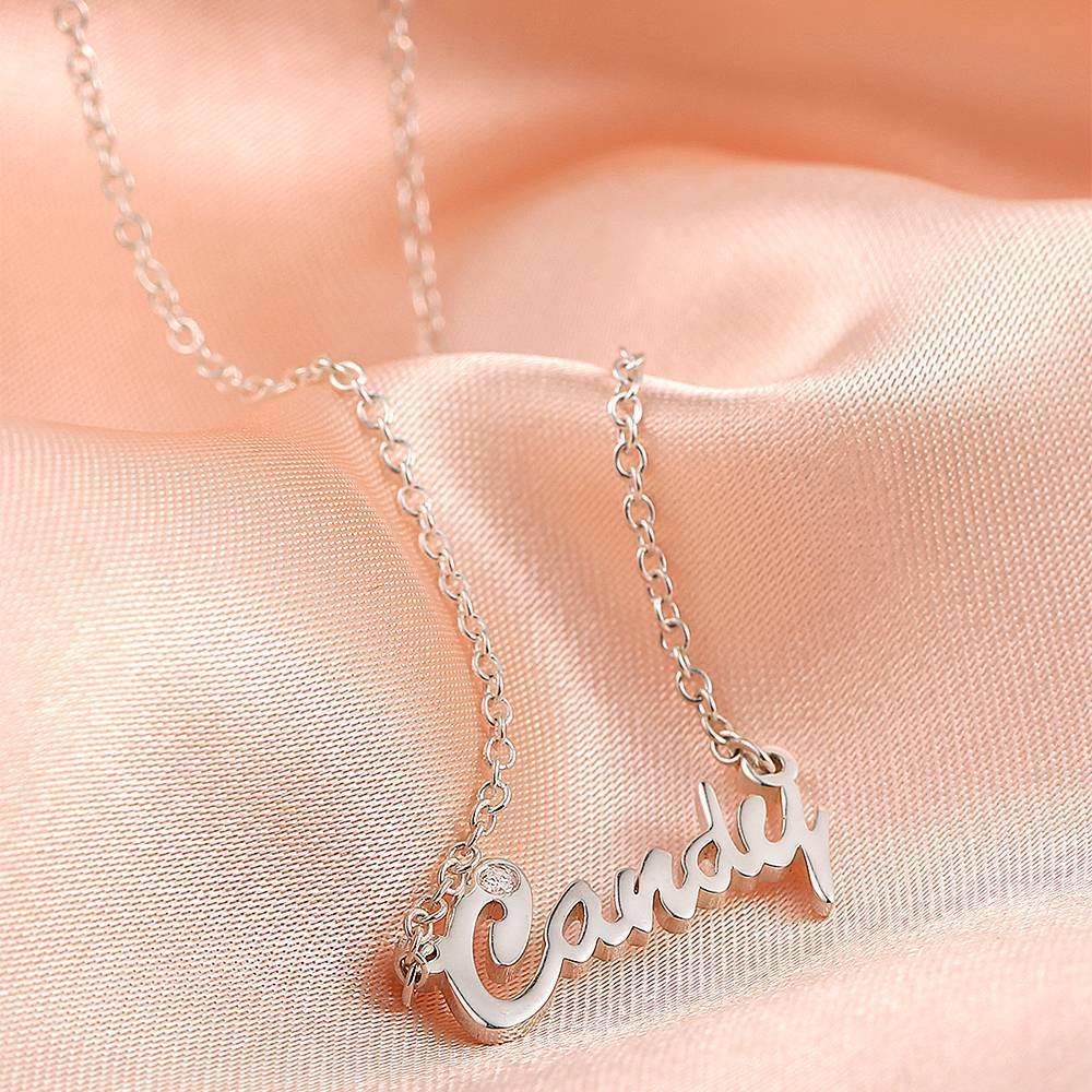 Personalized CZ Name Necklace Silver - soufeelus