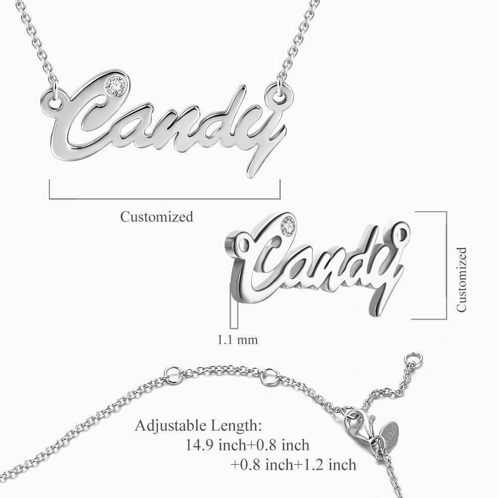 Personalized CZ Name Necklace Silver - soufeelus