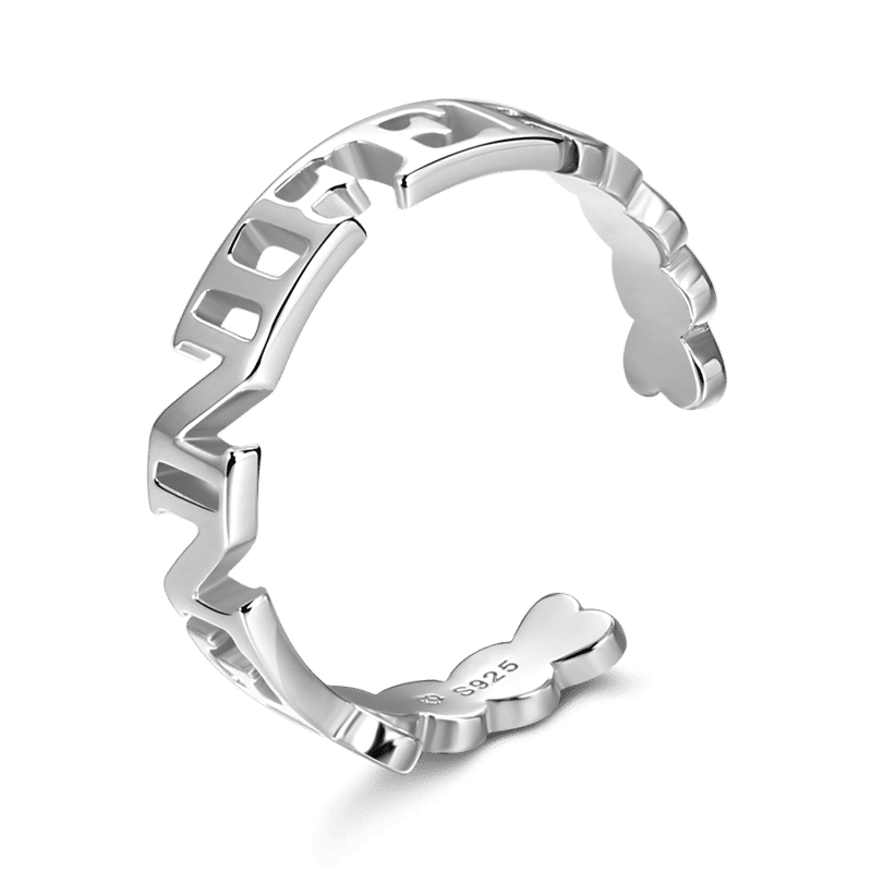 Block Letters Name Ring Silver - soufeelus