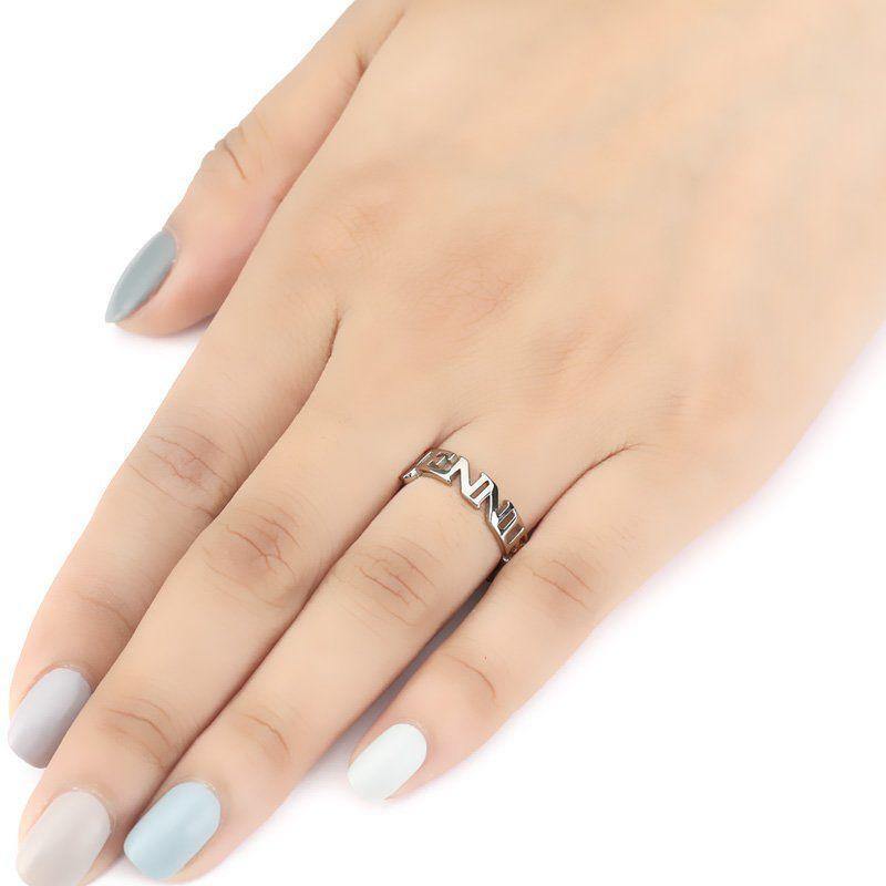 Block Letters Name Ring Silver - soufeelus