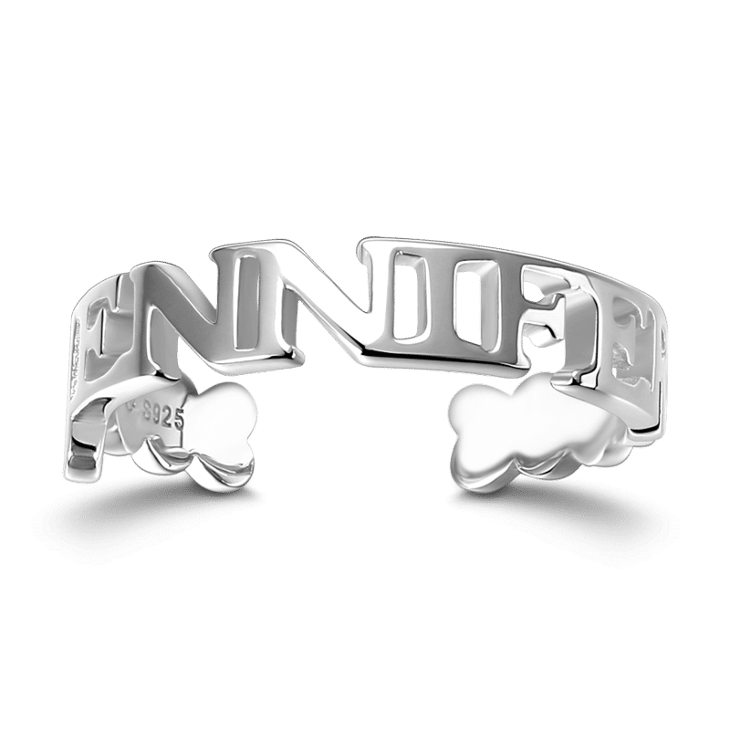 Block Letters Name Ring Silver - soufeelus