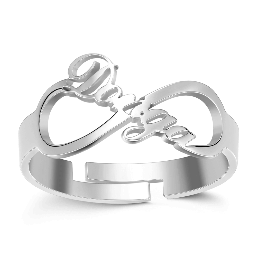 Infinity Name Ring Platinum Plated Silver - soufeelus