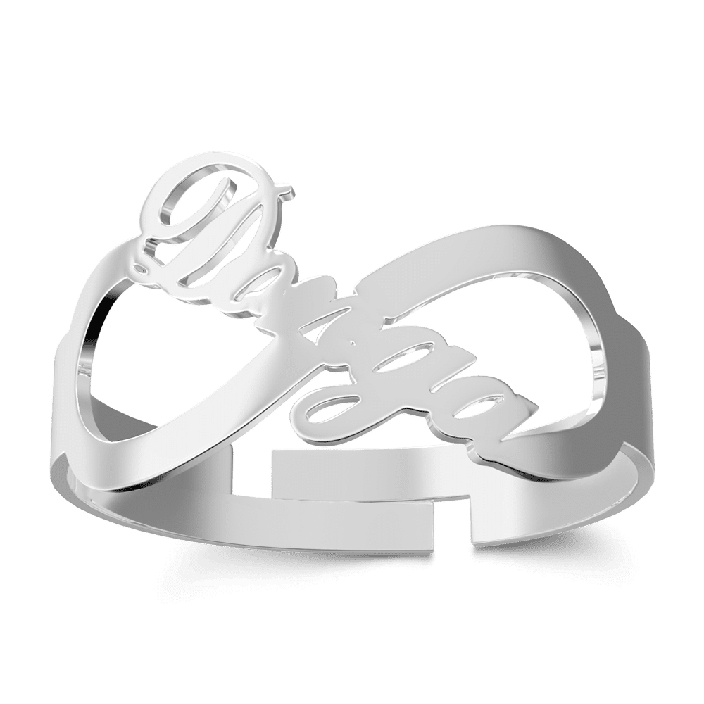 Infinity Name Ring Platinum Plated Silver - soufeelus