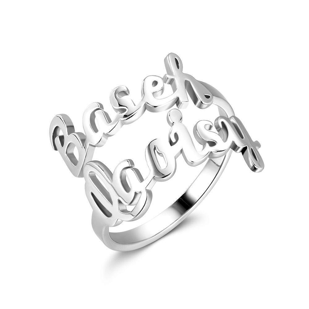 Personalised Two Name Ring Silver - soufeelus