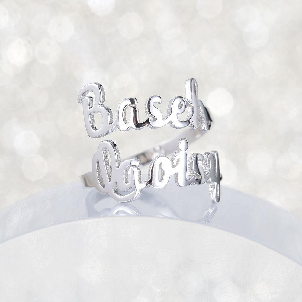 Personalised Two Name Ring Silver - soufeelus