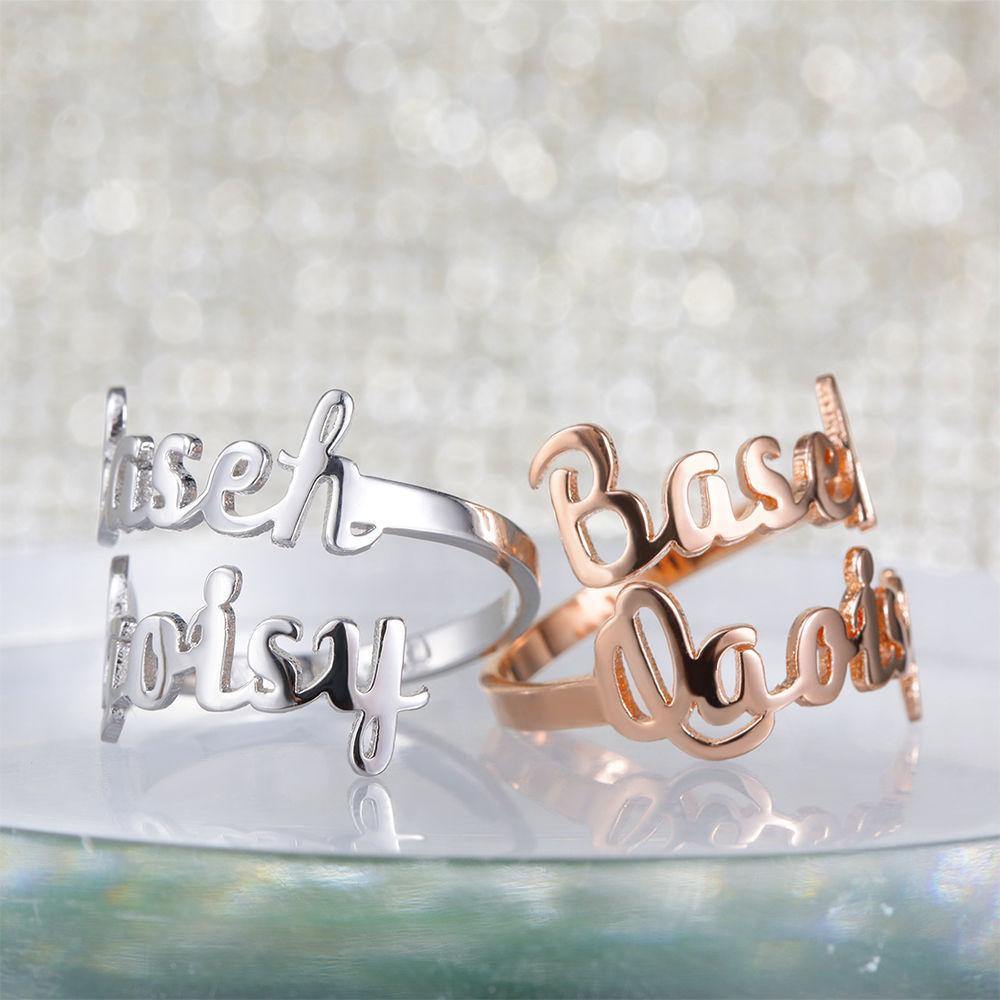 Personalised Two Name Ring Silver - soufeelus