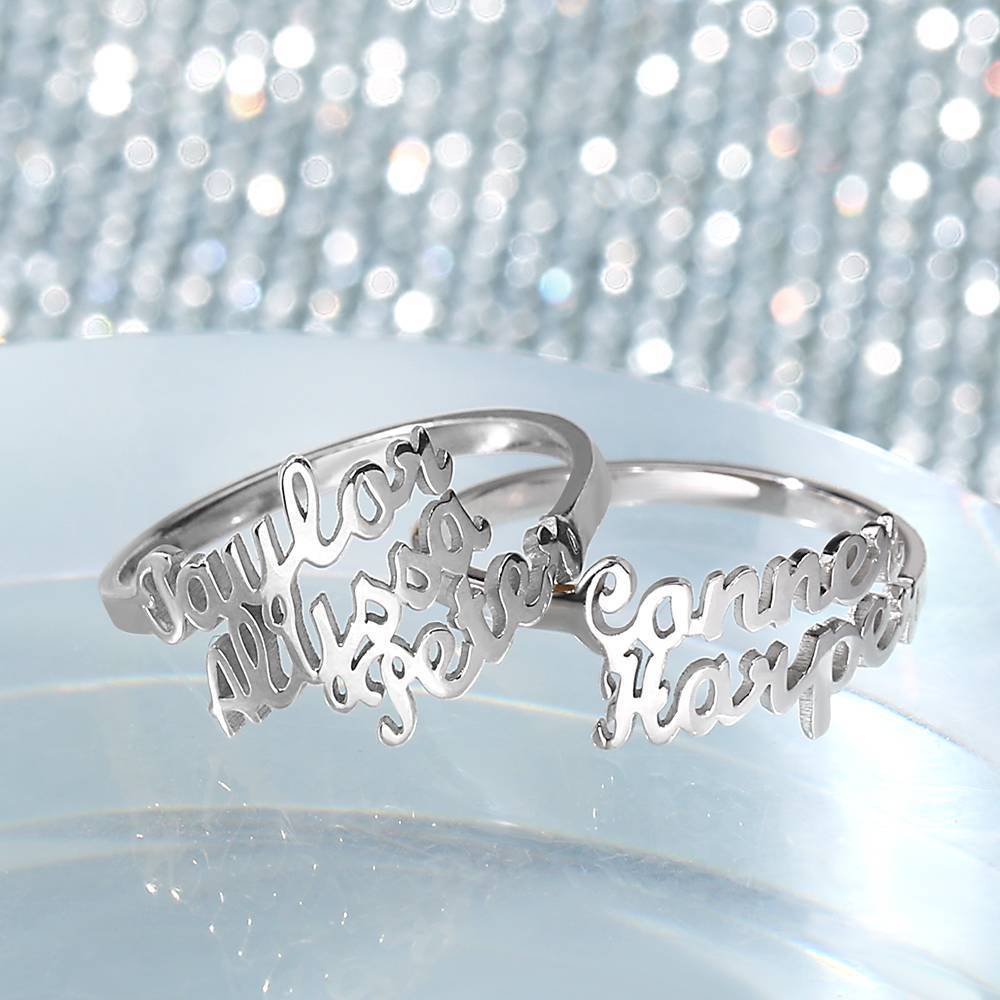 Three Name Ring Silver