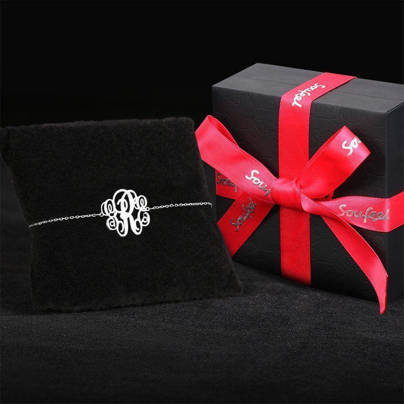 Monogram Bracelet Silver - Length Adjustable - soufeelus