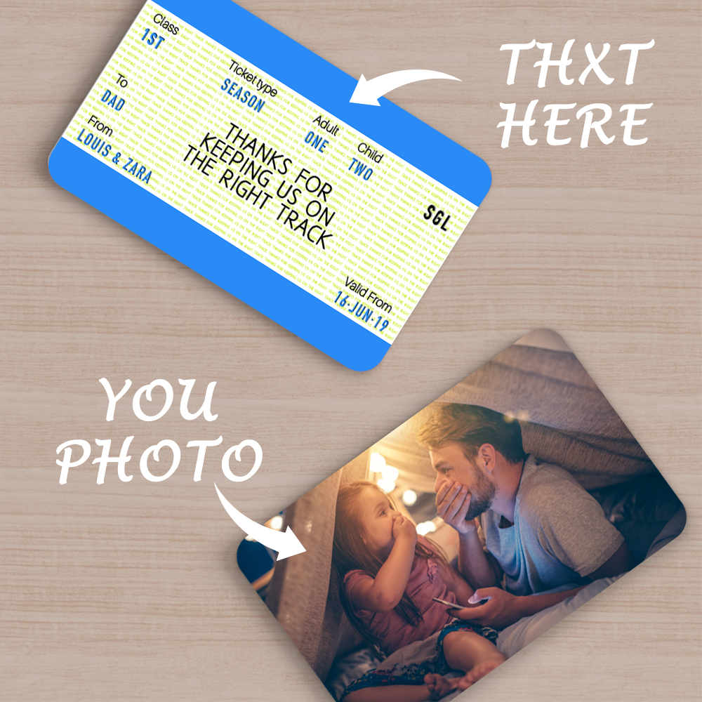 Custom Photo Engraved Name Wallet Card Ticket Souvenir Gifts for Father and Daughter - soufeelus