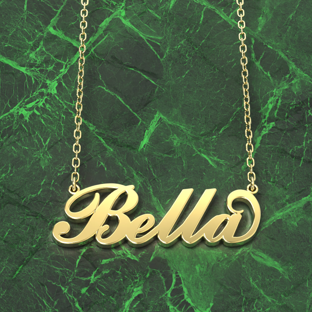Bella Name Necklace 14k Gold Plated Silver Custom Necklace, Personalized Gifts For Her detail