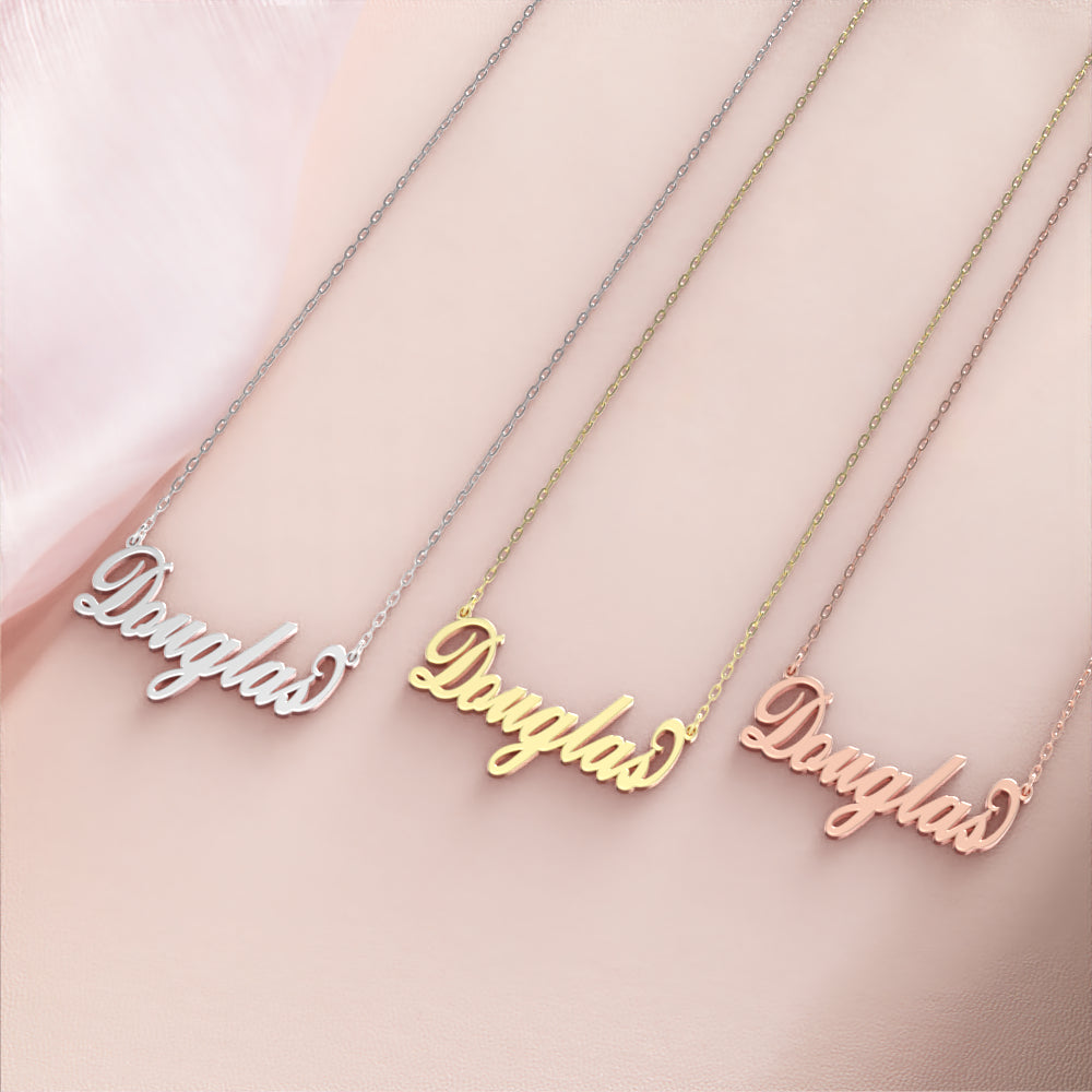 Douglas Name Necklace 14k Gold Plated Silver Custom Necklace, Personalized Gifts For Her