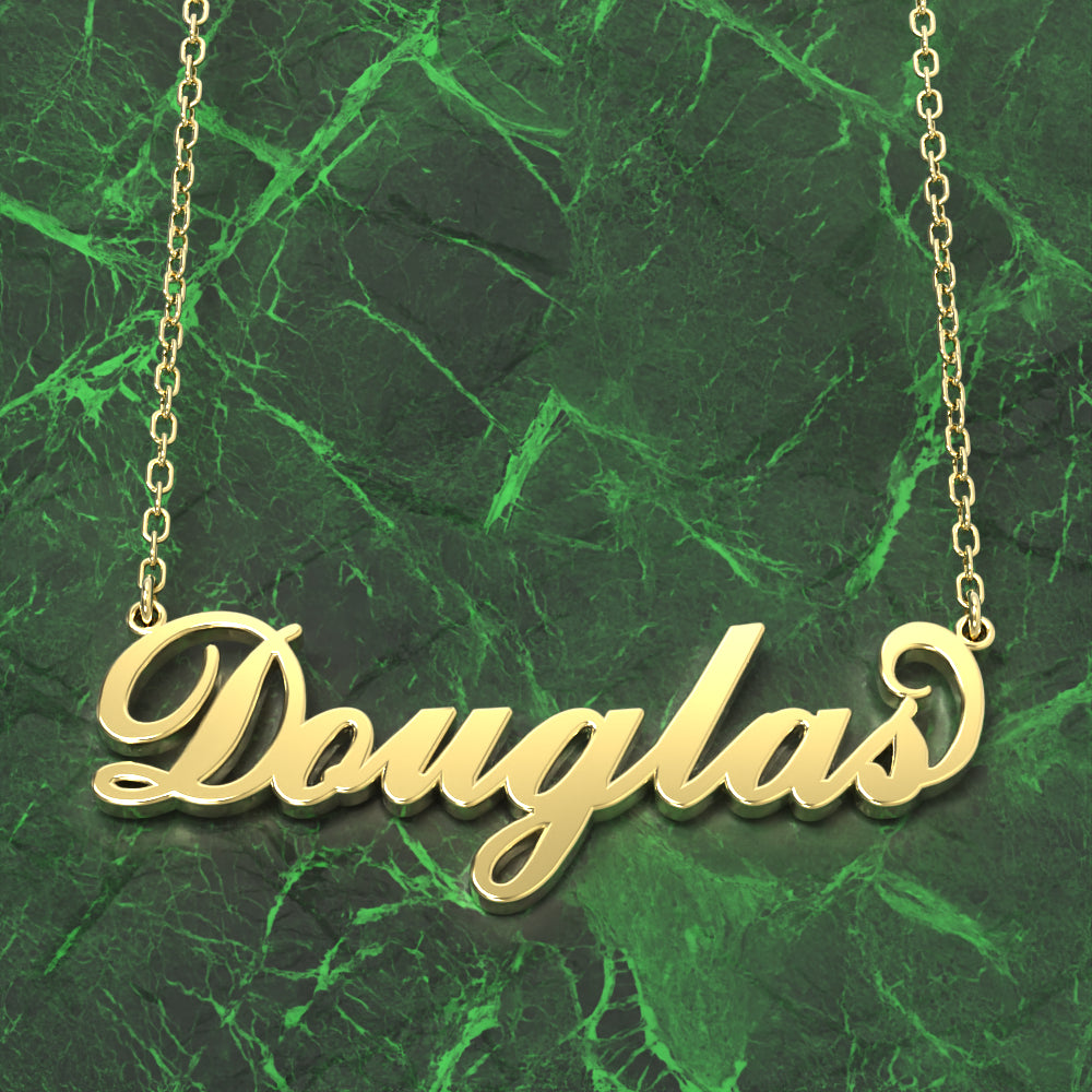 Douglas Name Necklace 14k Gold Plated Silver Custom Necklace, Personalized Gifts For Her detail