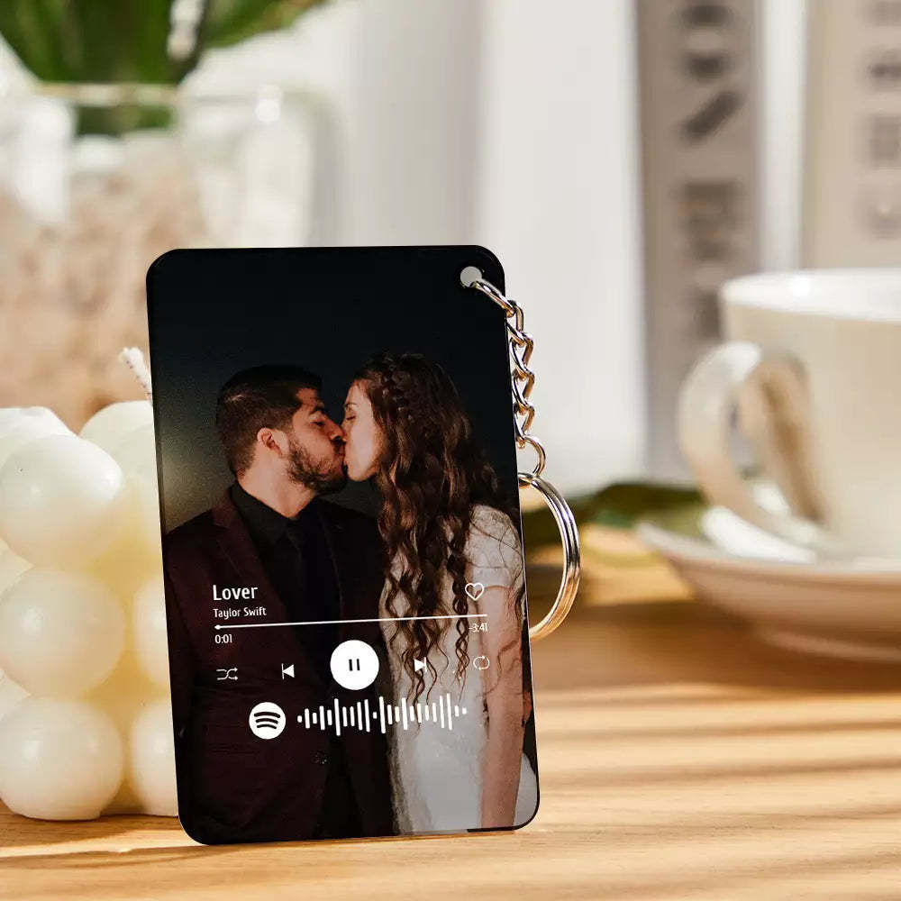 Custom Acrylic Spotify Glass Keychain/Plaque Gift for Couples - soufeelus