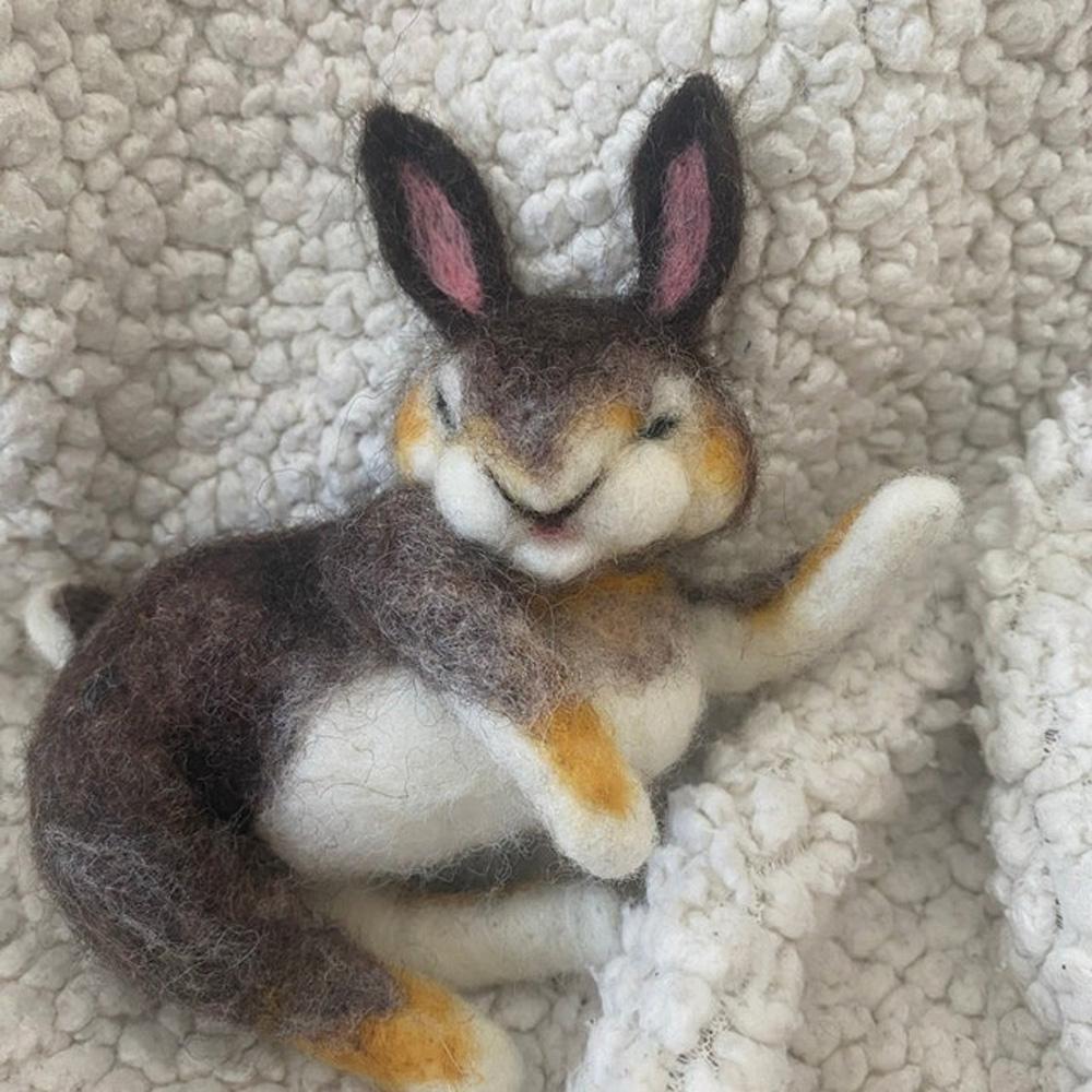 Custom Needle Felted Hare, Personalized Rabbit Gift, Finished Product with Free Gift Box - soufeelus