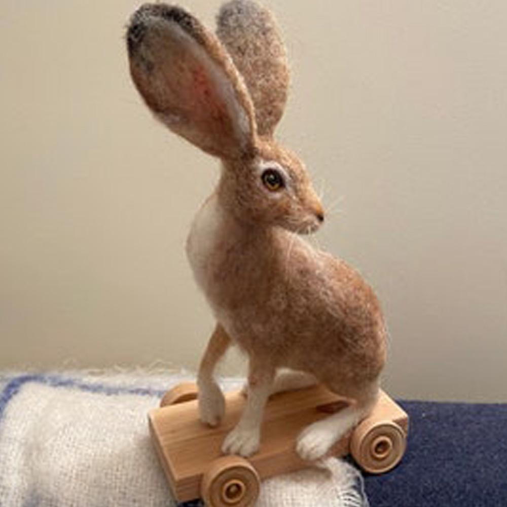 Custom Needle Felted Hare, Personalized Rabbit Gift, Finished Product with Free Gift Box - soufeelus