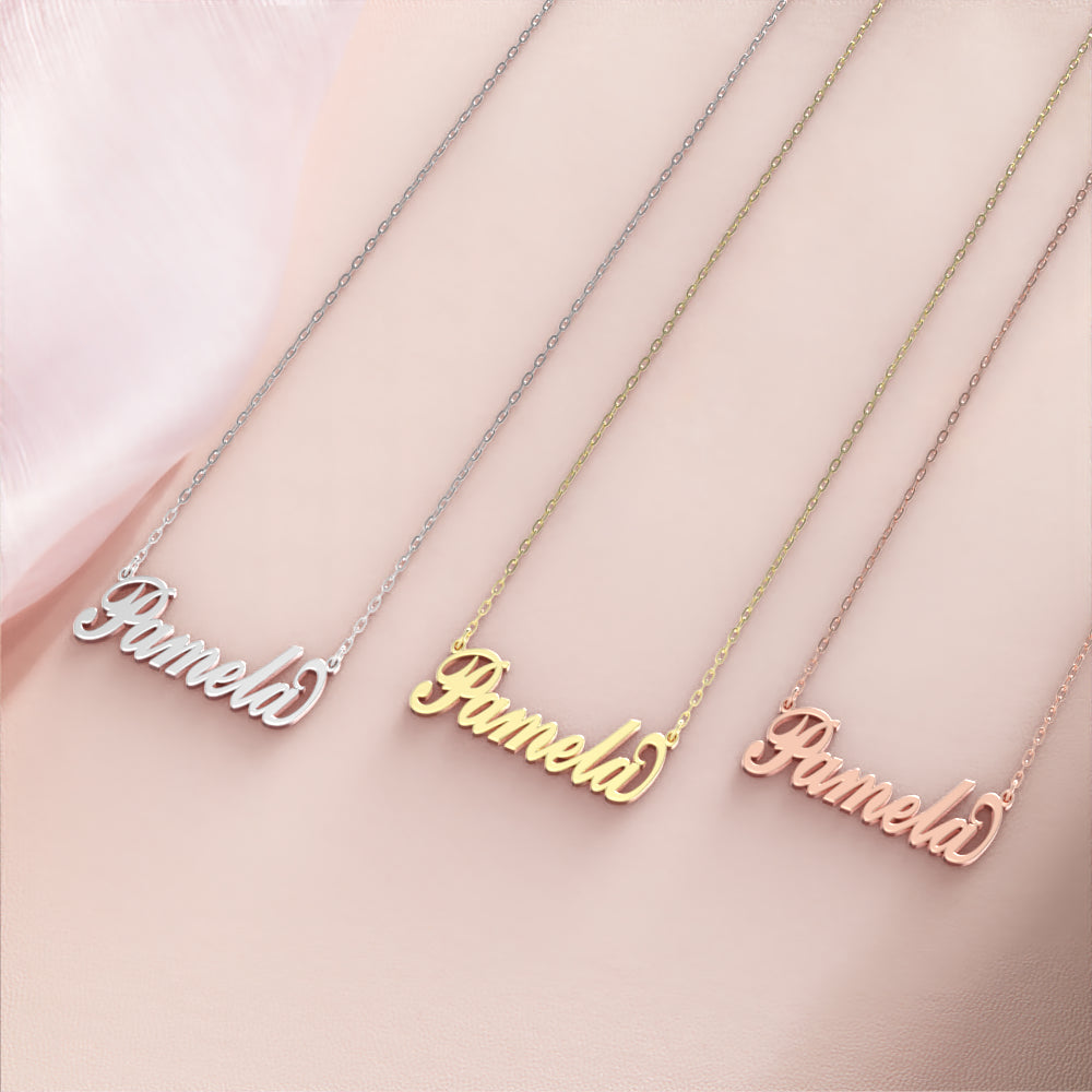 Pamela Name Necklace 14k Gold Plated Silver Custom Necklace, Personalized Gifts For Her detail
