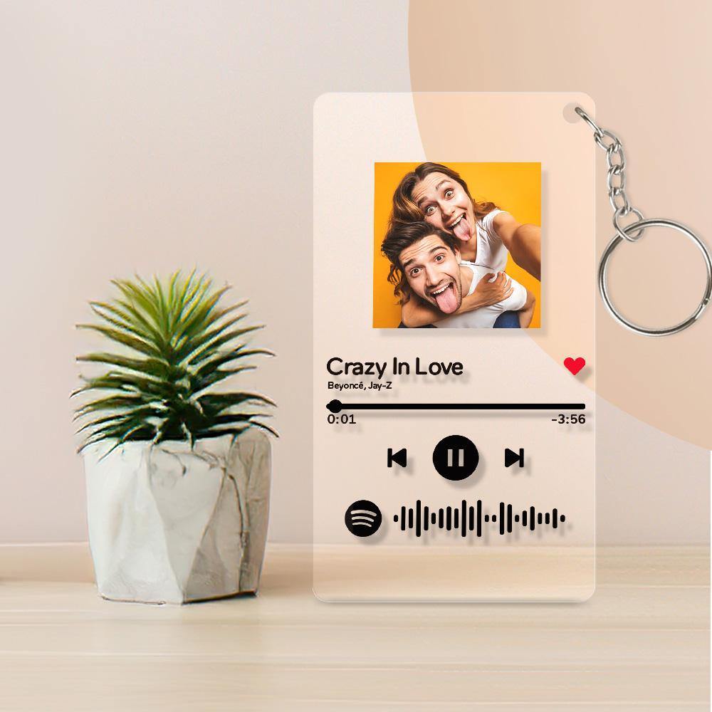 Scannable Spotify Code Plaque Keychain Music and Photo Acrylic, Song Keychain 2.1in*3.4in (5.4*8.6cm)