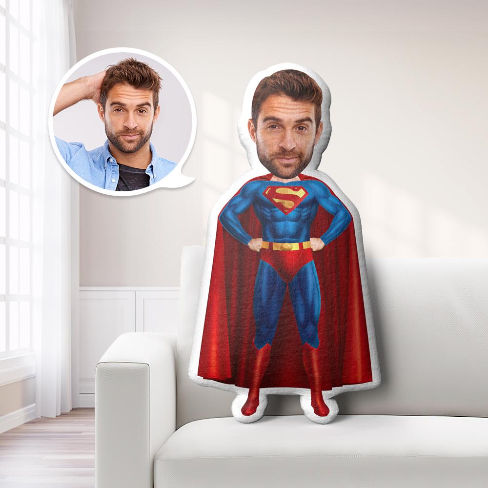 Custom Photo Doll Superman Face Doll Throw Pillow AR View Gift - soufeeluk