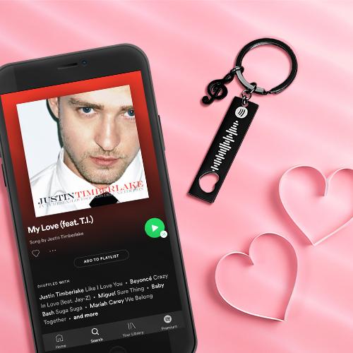 Custom Spotify Code Scannable Music Keychain with Note Black - soufeeluk