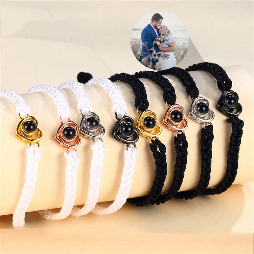 Custom Photo Projection Braided Rope Bracelet Memorial Photo Inside Bracelet Gifts for Her - soufeeluk