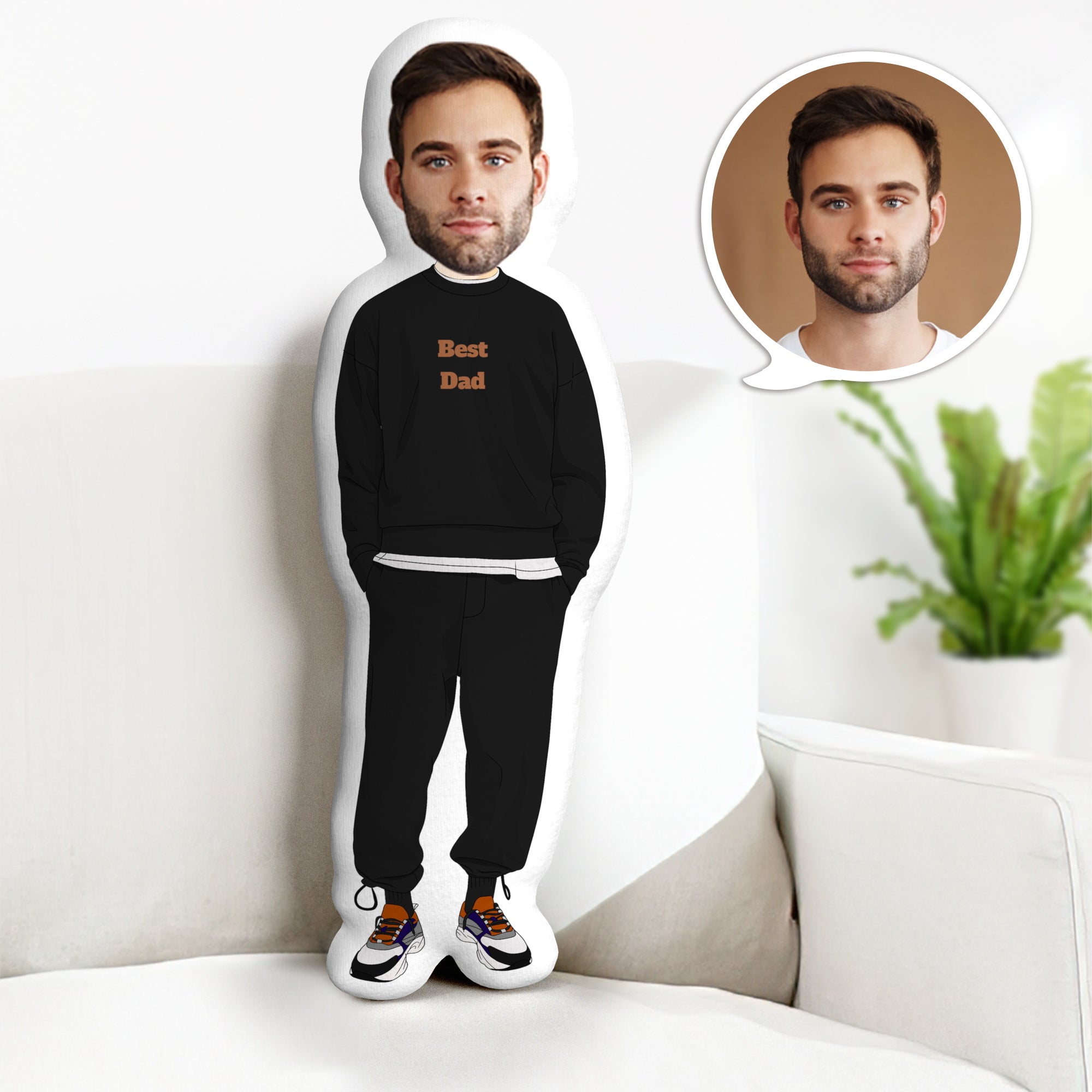 Personalised Face Minime Throw Pillow Custom Father's Day Minime Throw Pillow Funny Minime Gifts - soufeeluk