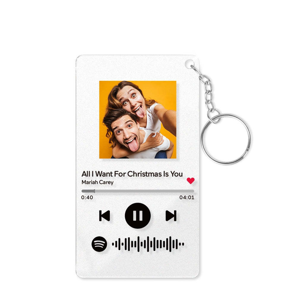 Scannable Spotify Code Plaque Keychain Music and Photo Acrylic, Song Keychain Christmas Gifts 2.1in*3.4in (5.4*8.6cm)