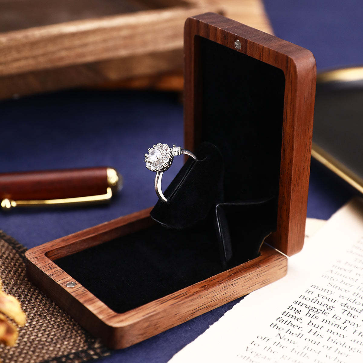 Personalisation Jewellery Box Slim Engagement Ring Box Unique Ring Box Wooden Ring Box