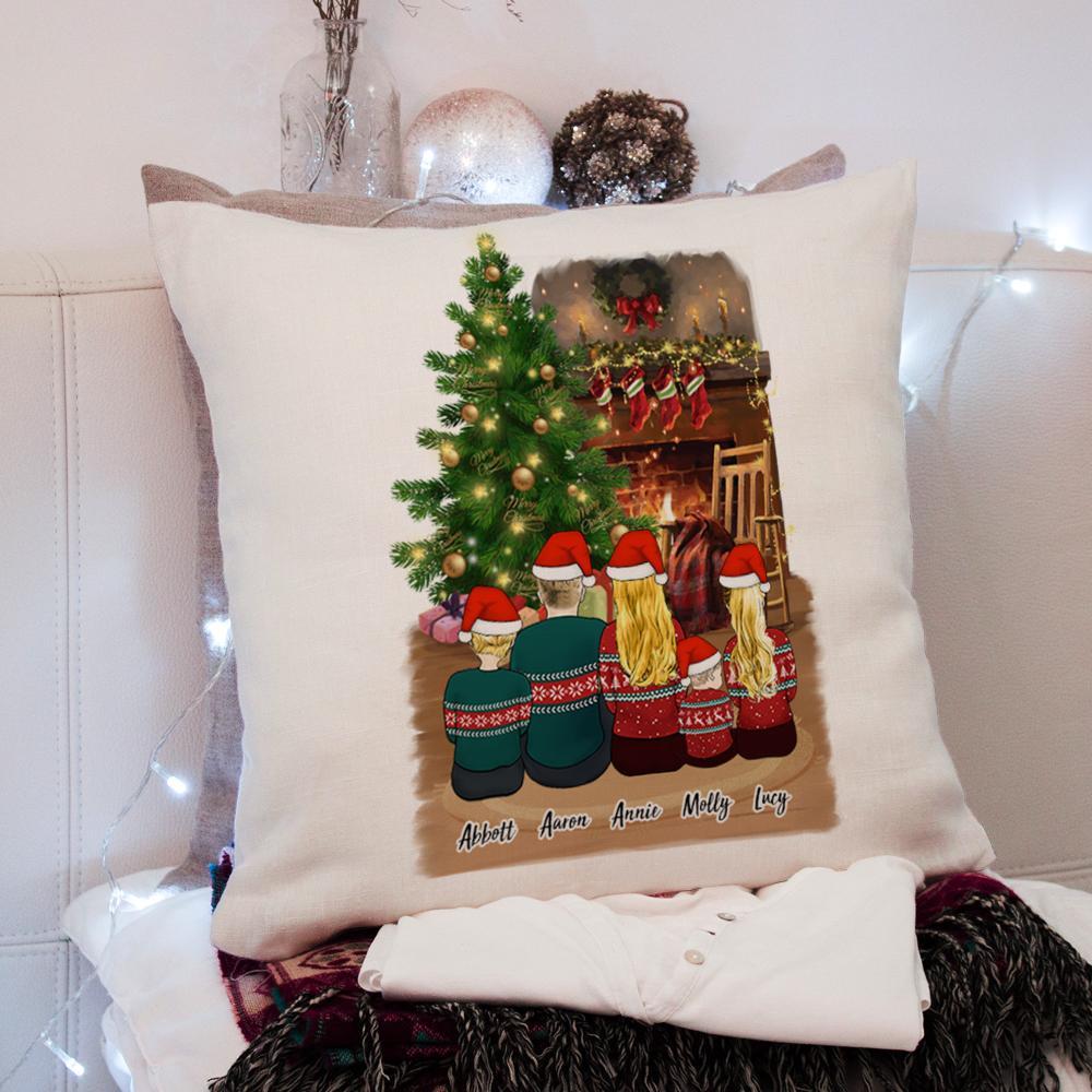 Christmas Family Cartoon Personalised Pillow Case with Zipper Printed on 2 Sides