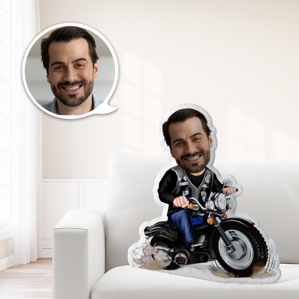 Custom Motorcycle Man Toys Personalised Photo  Face Dolls My face on Pillows Unique Personalised Throw Pillow A Truly Cool Gift