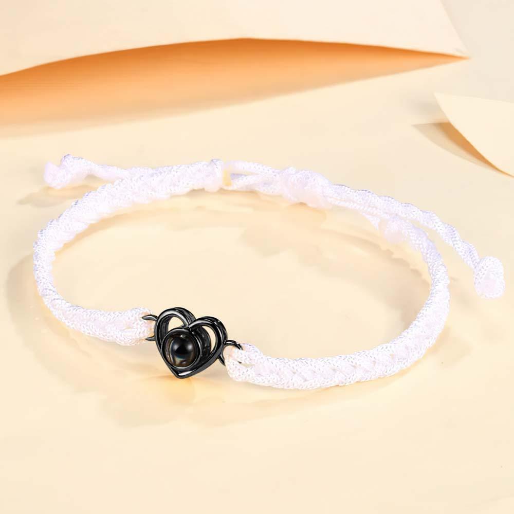 Custom Photo Projection Braided Rope Bracelet Memorial Photo Inside Bracelet Gifts for Her - soufeeluk