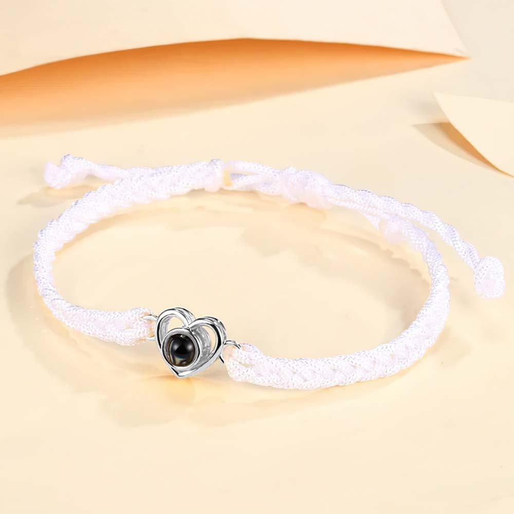 Custom Photo Projection Braided Rope Bracelet Memorial Photo Inside Bracelet Gifts for Her - soufeeluk