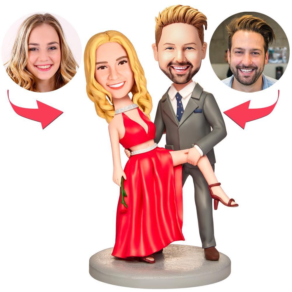 Wedding Gift Hot Red Dress Custom Bobblehead with Engraved Text - soufeeluk