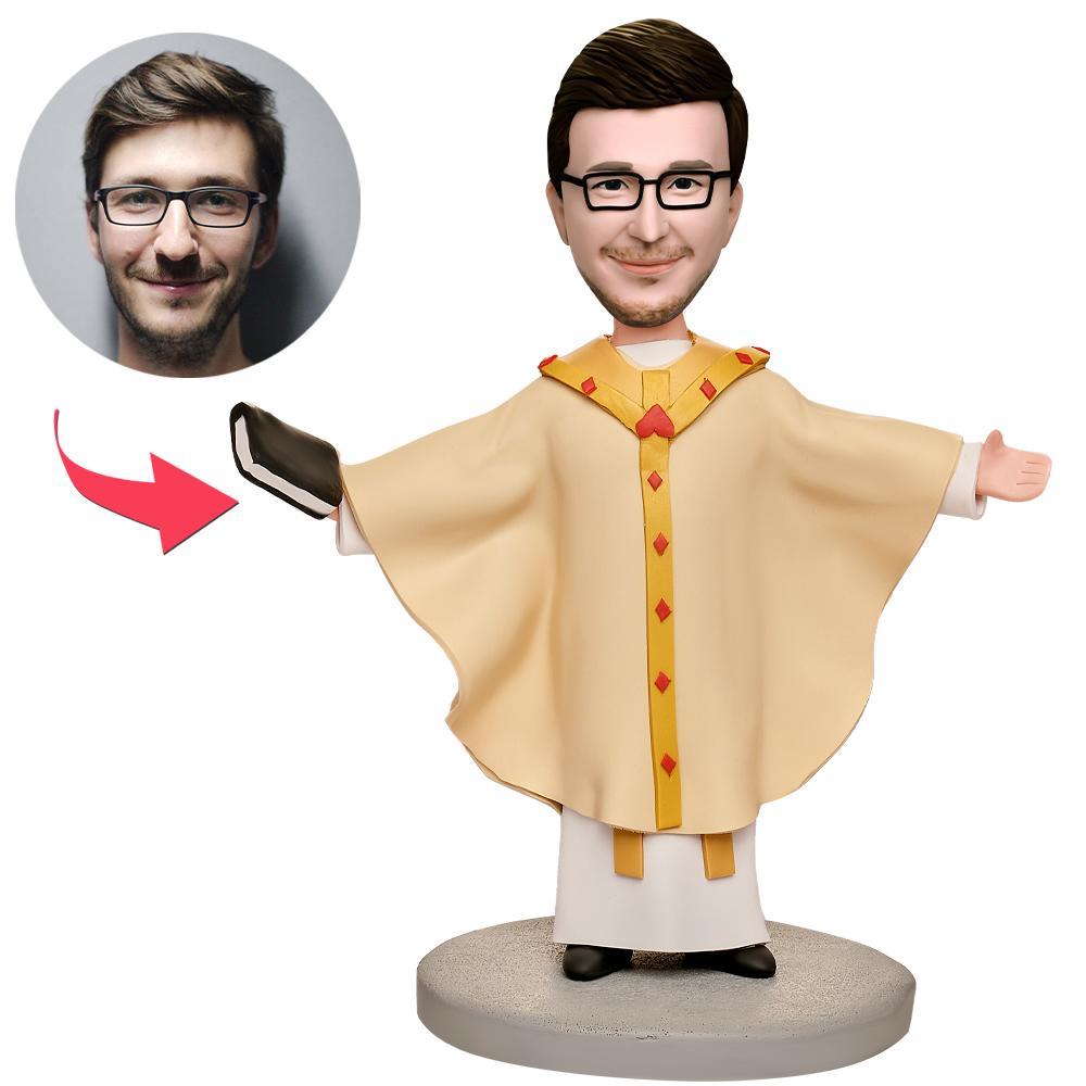 Religious Priest Custom Bobblehead With Engraved Text - soufeeluk