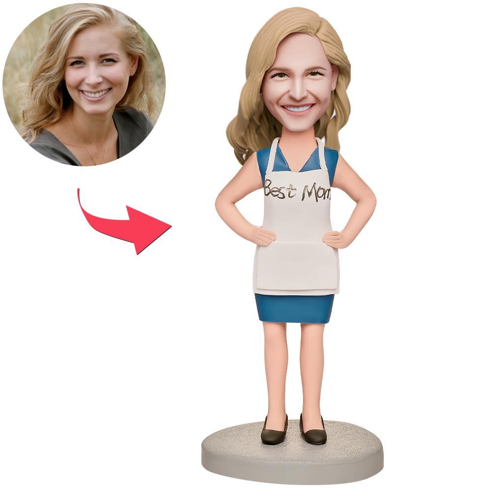 Mother's Day Gift Mom in Apron Custom Bobblehead with Engraved Text - soufeeluk