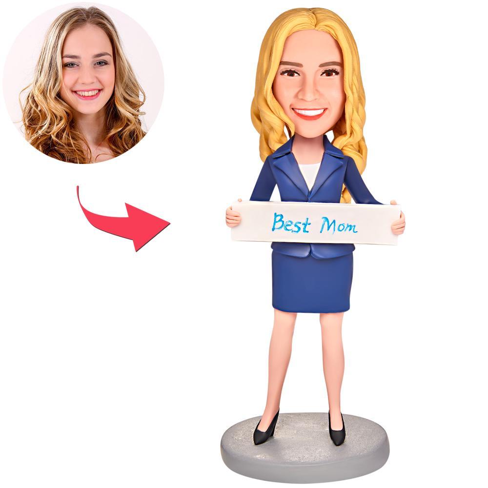 Mothers Day Gift Personalised Beat Mom Custom Bobblehead with Engraved Text - soufeeluk