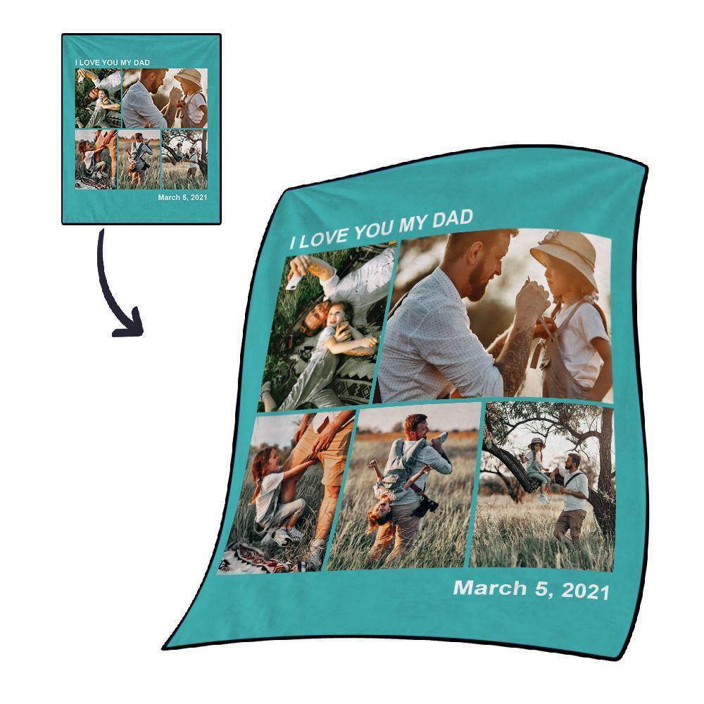 Custom Engraved Photo Blanket Gifts for Dad - soufeelus