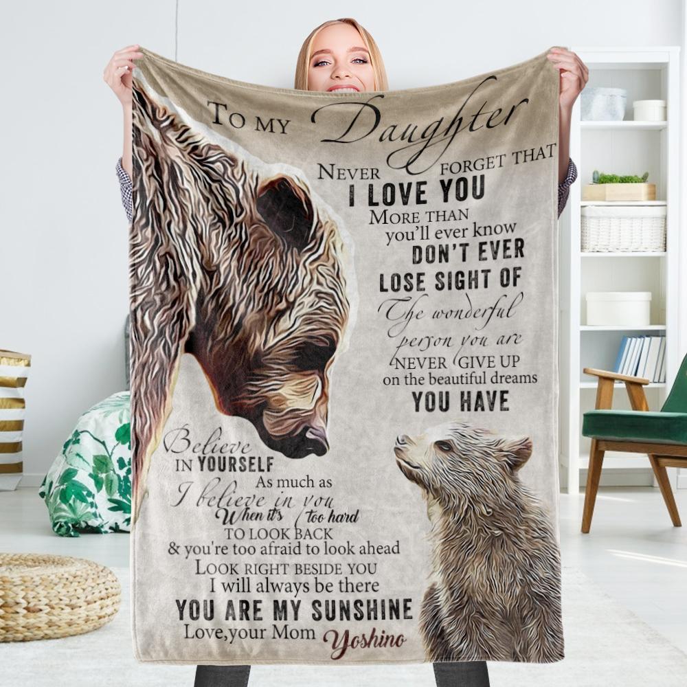 Custom Blankets Personalised Name Fleece Blanket - To My Daughter The Wolf Blanket