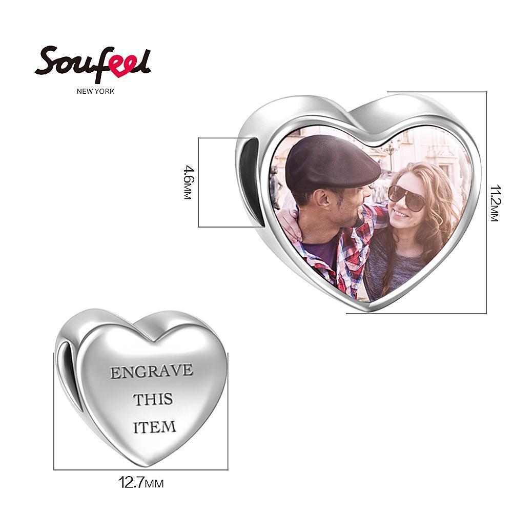 Heart Engraved Photo Charm Silver