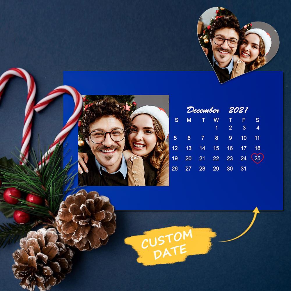 Custom Wallet Card Photo Calendar Card Engraved Wallet Card Blue