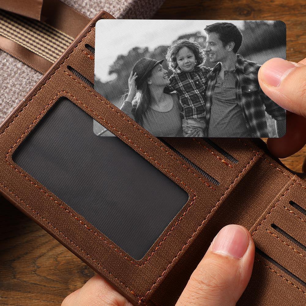 Custom Photo Wallet Insert Card Black for Father - soufeeluk