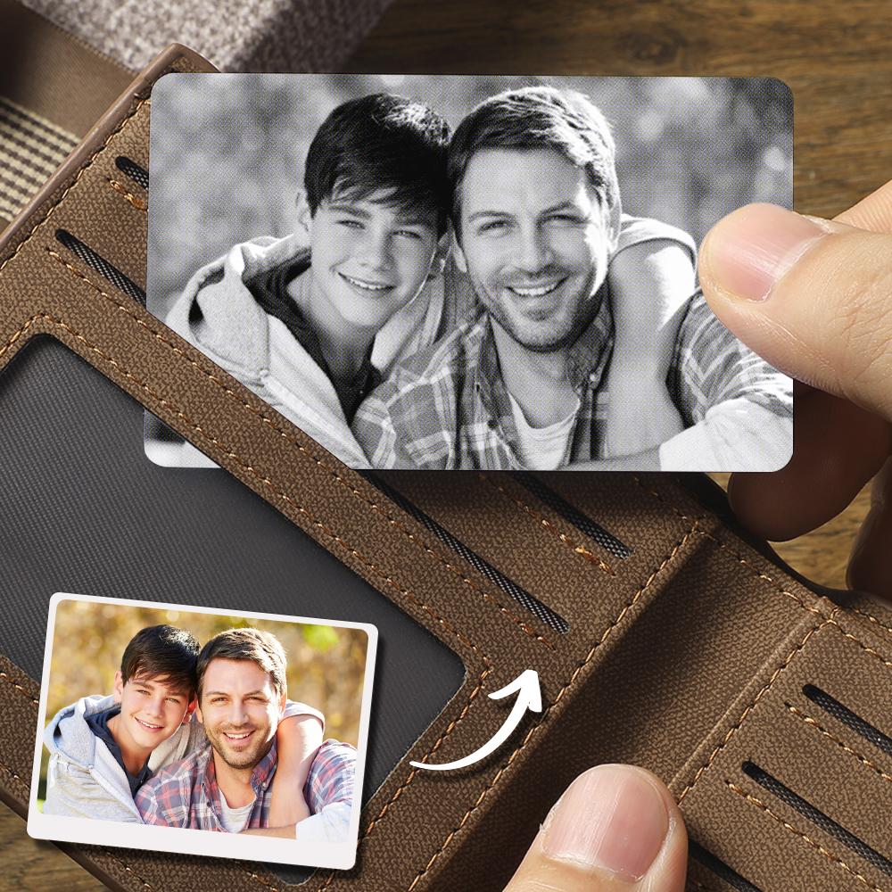 Custom Photo Wallet Insert Card Black for Father - soufeeluk