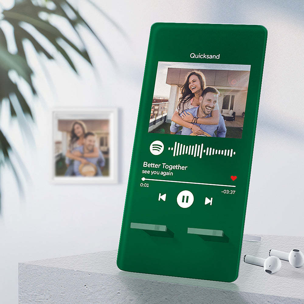 Custom Spotify Code Cell Mobile Phone Stands Scannable Spotify Code Photo Frame Album for Office Desk Gift - soufeeluk