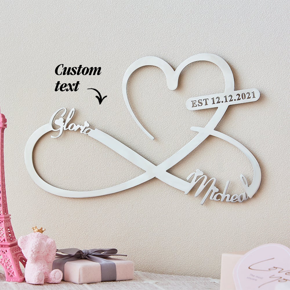 Custom Text Love Infinity Metal Sign Personalised  Names and Date Home Wall Decoration - soufeeluk